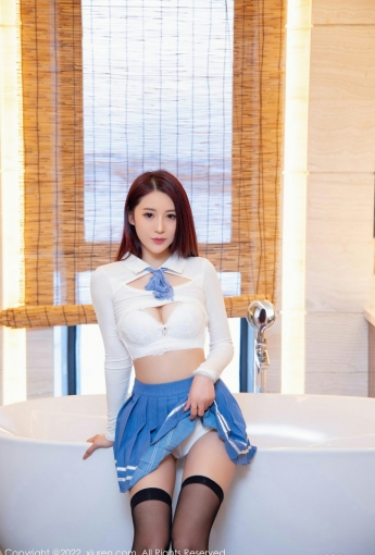 [XiuRen秀人网] No.4605 汐汐baby 蓝色短裙 - [秀人套图]