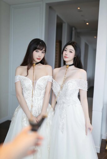 XiuRen 秀人 No.N080 是小逗逗和陆萱萱双人婚纱 - [新秀人套圖] [100P]