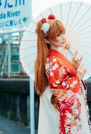 蠢沫沫 - EVA 明日香 和服 【30P】 - COSPLAY [30P]
