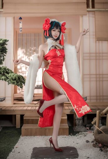 源紗希喵喵喵 - 柴郡紅色旗袍 【50P】 - COSPLAY [50P]